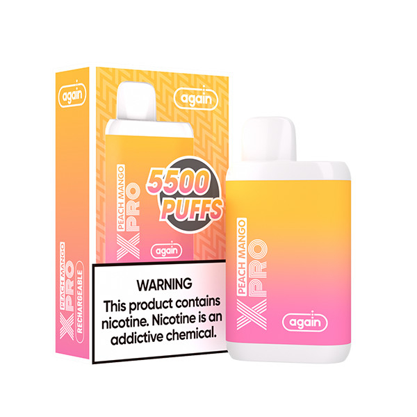 12ml Mouth To Lung Vape 650mAh Rechargeable Battery Again X PRO Peach Mango